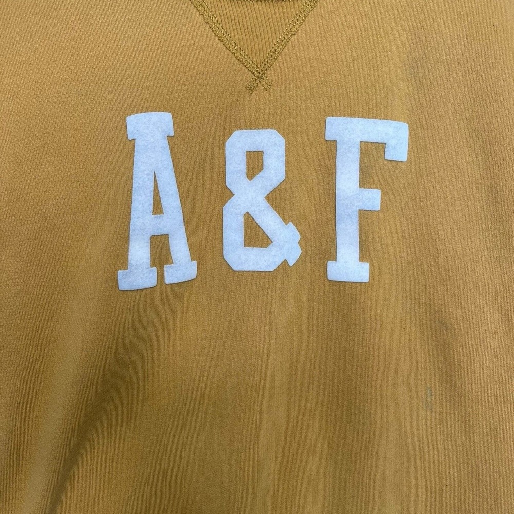 Abercrombie Fitch Top Womens XS Felt Logo Sweatshirt Academic Rugby Yellow - Picture 5 of 13